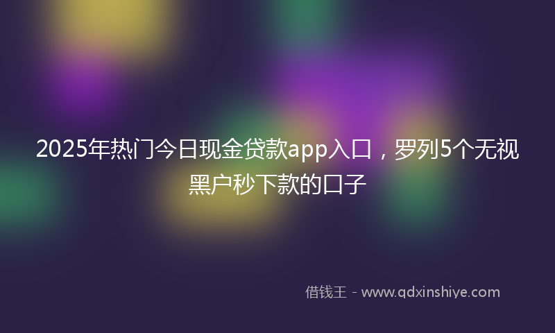 2025年热门今日现金贷款app入口，罗列5个无视黑户秒下款的口子