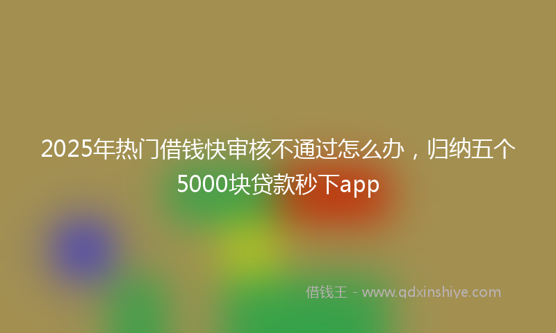 2025年热门借钱快审核不通过怎么办，归纳五个5000块贷款秒下app
