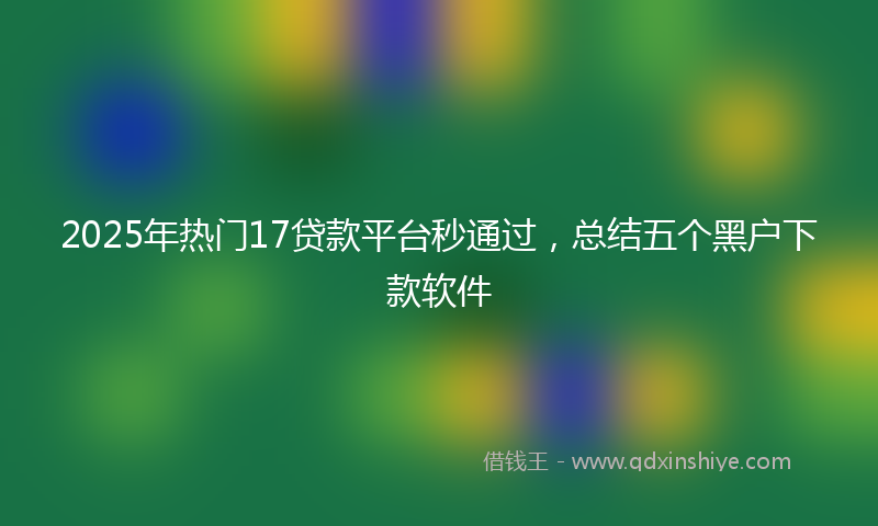 2025年热门17贷款平台秒通过，总结五个黑户下款软件