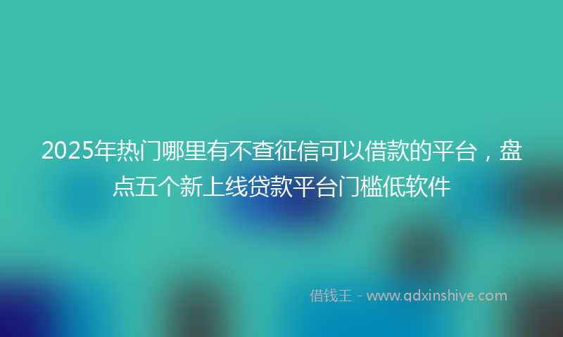 2025年热门哪里有不查征信可以借款的平台，盘点五个新上线贷款平台门槛低软件