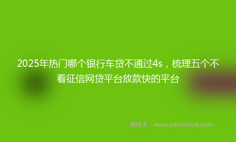 2025年热门哪个银行车贷不通过4s，梳理五个不看征信网贷平台放款快的平台