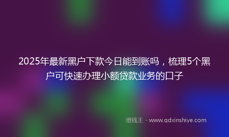 2025年最新黑户下款今日能到账吗，梳理5个黑户可快速办理小额贷款业务的口子