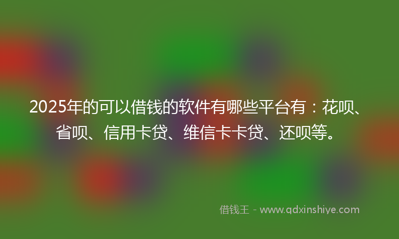 2025年的可以借钱的软件有哪些平台有：花呗、省呗、信用卡贷、维信卡卡贷、还呗等。