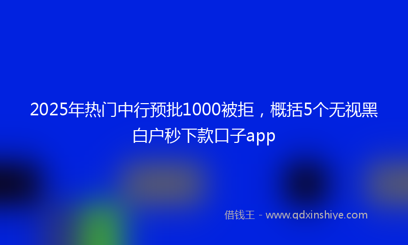 2025年热门中行预批1000被拒，概括5个无视黑白户秒下款口子app