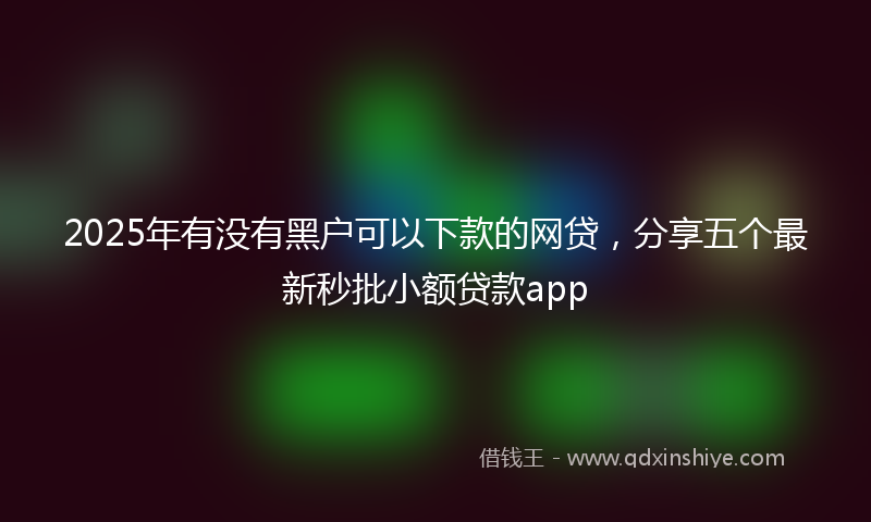 2025年有没有黑户可以下款的网贷，分享五个最新秒批小额贷款app