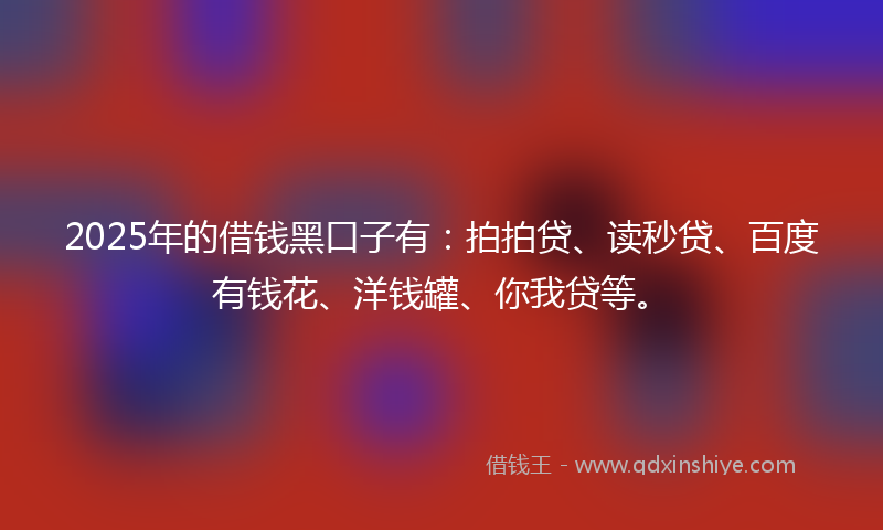 2025年的借钱黑口子有：拍拍贷、读秒贷、百度有钱花、洋钱罐、你我贷等。