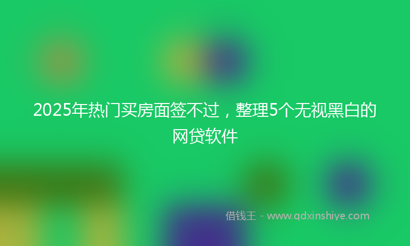 2025年热门买房面签不过，整理5个无视黑白的网贷软件