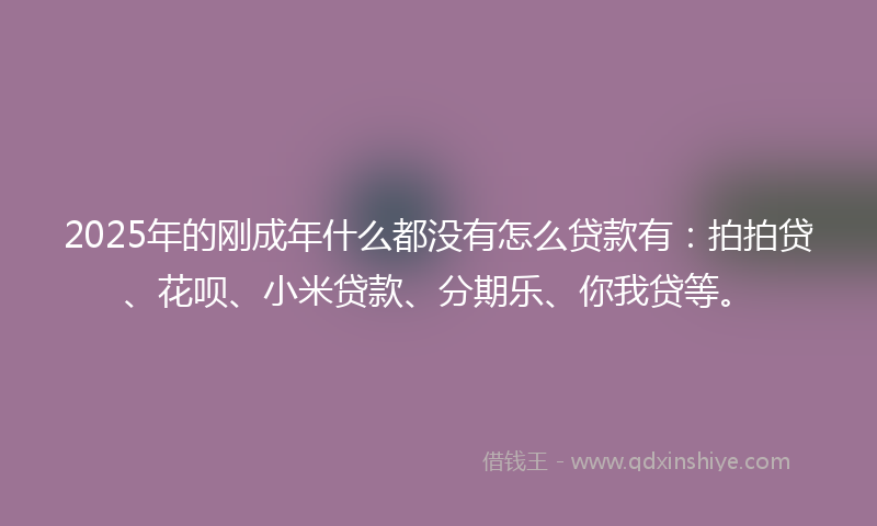 2025年的刚成年什么都没有怎么贷款有：拍拍贷、花呗、小米贷款、分期乐、你我贷等。