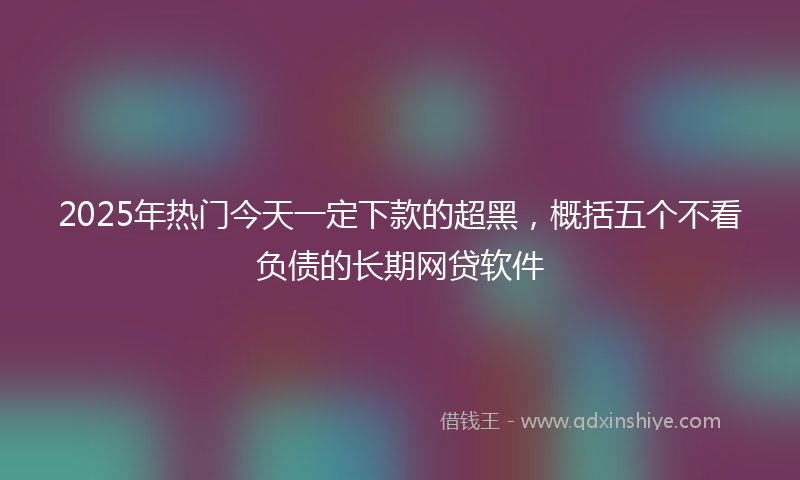 2025年热门今天一定下款的超黑，概括五个不看负债的长期网贷软件
