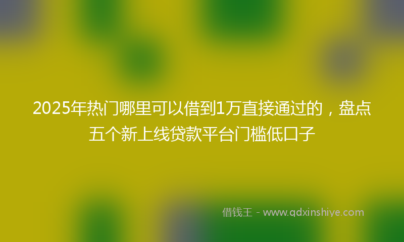 2025年热门哪里可以借到1万直接通过的，盘点五个新上线贷款平台门槛低口子