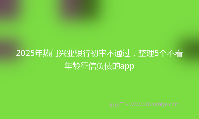 2025年热门兴业银行初审不通过，整理5个不看年龄征信负债的app