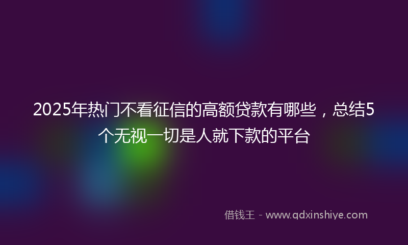 2025年热门不看征信的高额贷款有哪些，总结5个无视一切是人就下款的平台
