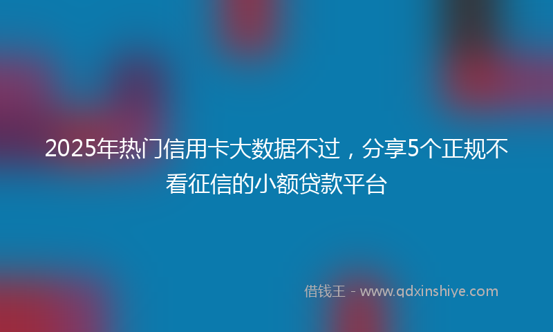 2025年热门信用卡大数据不过，分享5个正规不看征信的小额贷款平台