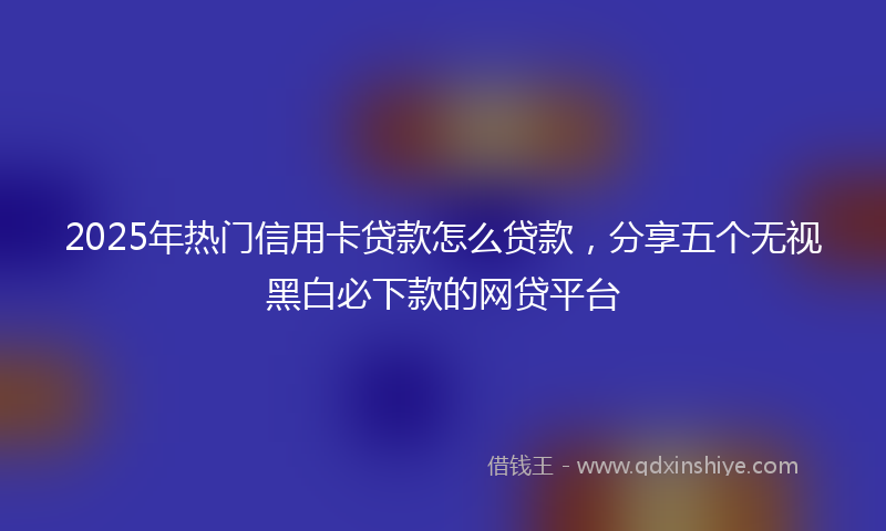 2025年热门信用卡贷款怎么贷款，分享五个无视黑白必下款的网贷平台