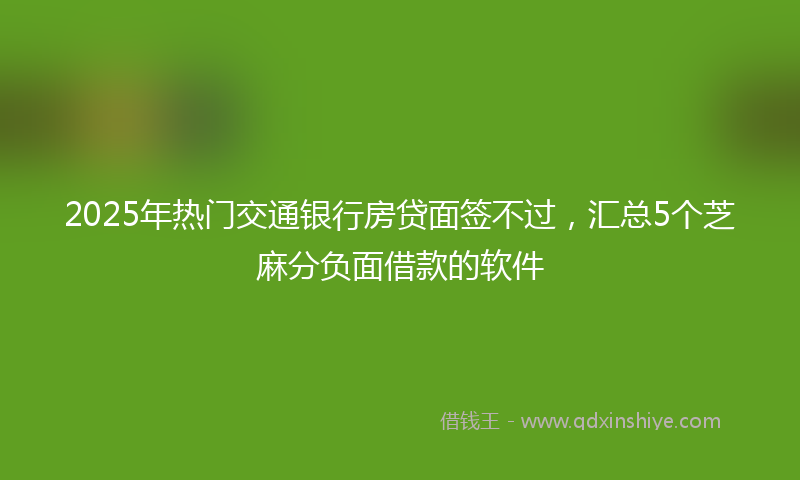 2025年热门交通银行房贷面签不过，汇总5个芝麻分负面借款的软件