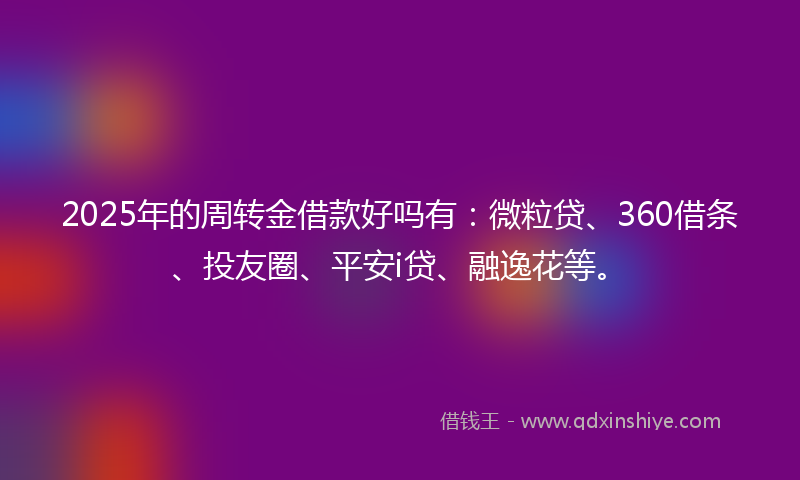 2025年的周转金借款好吗有：微粒贷、360借条、投友圈、平安i贷、融逸花等。