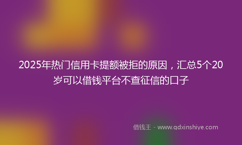 2025年热门信用卡提额被拒的原因，汇总5个20岁可以借钱平台不查征信的口子