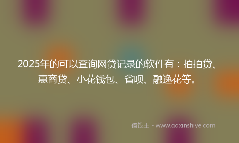 2025年的可以查询网贷记录的软件有：拍拍贷、惠商贷、小花钱包、省呗、融逸花等。