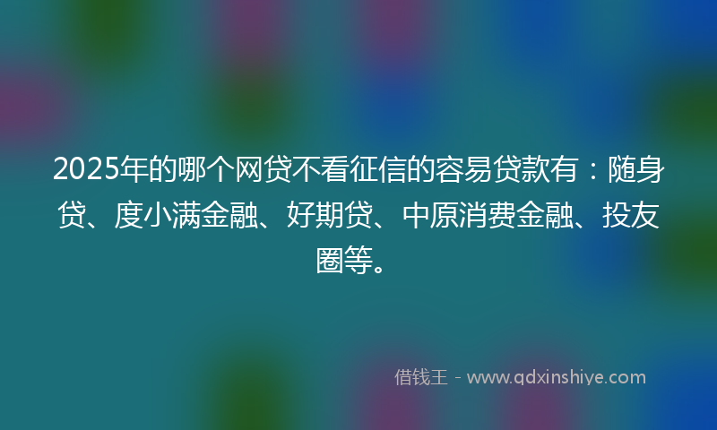 2025年的哪个网贷不看征信的容易贷款有：随身贷、度小满金融、好期贷、中原消费金融、投友圈等。