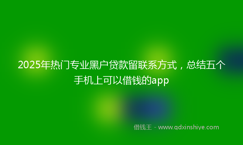 2025年热门专业黑户贷款留联系方式，总结五个手机上可以借钱的app