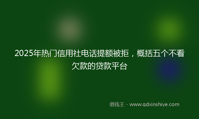 2025年热门信用社电话提额被拒，概括五个不看欠款的贷款平台