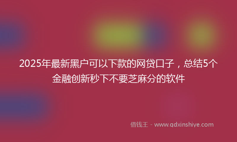 2025年最新黑户可以下款的网贷口子，总结5个金融创新秒下不要芝麻分的软件