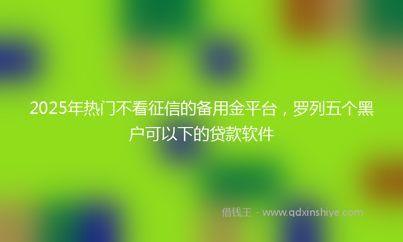 2025年热门不看征信的备用金平台，罗列五个黑户可以下的贷款软件