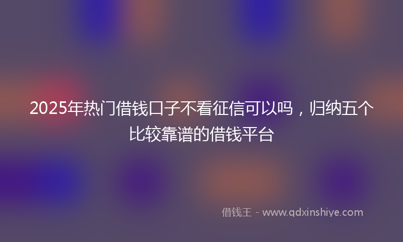 2025年热门借钱口子不看征信可以吗，归纳五个比较靠谱的借钱平台
