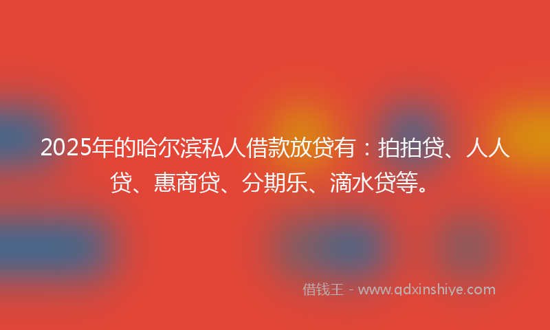 2025年的哈尔滨私人借款放贷有：拍拍贷、人人贷、惠商贷、分期乐、滴水贷等。