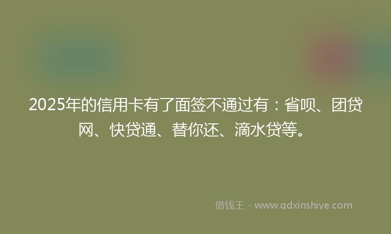 2025年的信用卡有了面签不通过有：省呗、团贷网、快贷通、替你还、滴水贷等。
