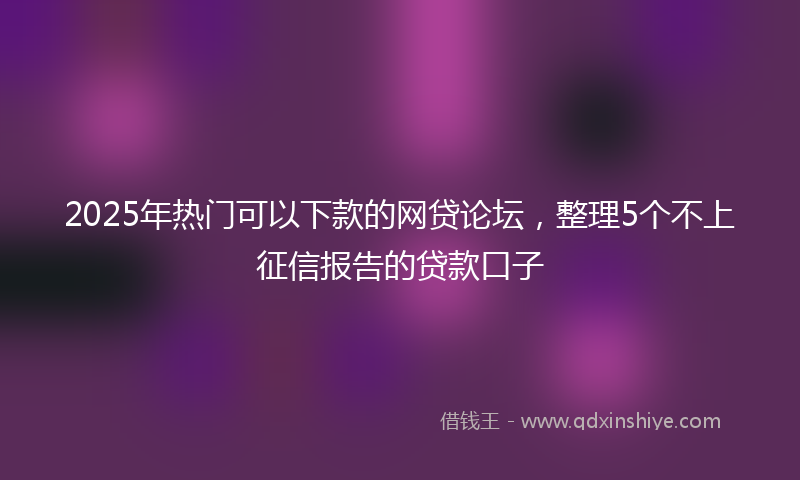 2025年热门可以下款的网贷论坛，整理5个不上征信报告的贷款口子