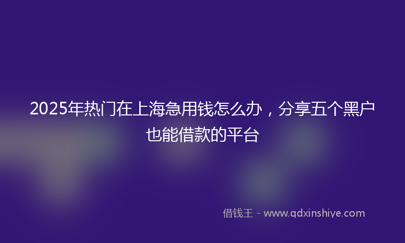2025年热门在上海急用钱怎么办，分享五个黑户也能借款的平台