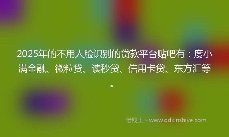 2025年的不用人脸识别的贷款平台贴吧有：度小满金融、微粒贷、读秒贷、信用卡贷、东方汇等。