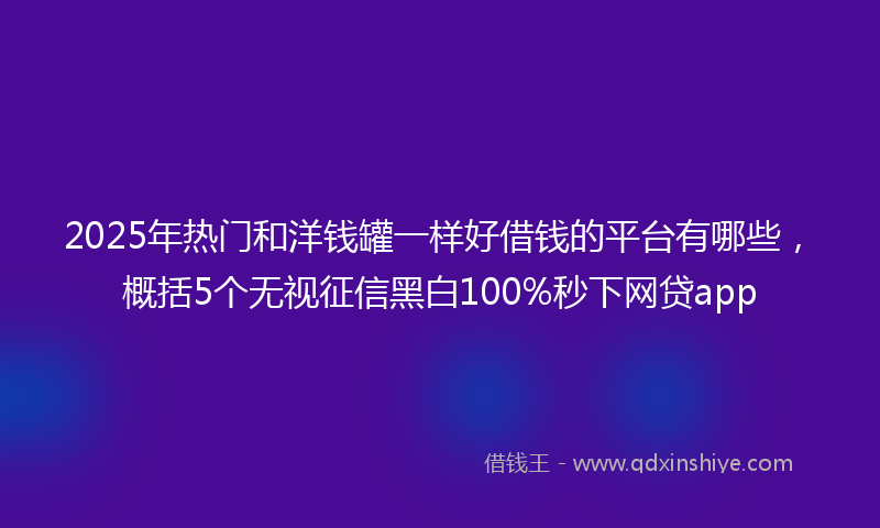 2025年热门和洋钱罐一样好借钱的平台有哪些，概括5个无视征信黑白100%秒下网贷app