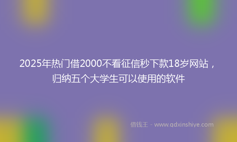 2025年热门借2000不看征信秒下款18岁网站，归纳五个大学生可以使用的软件