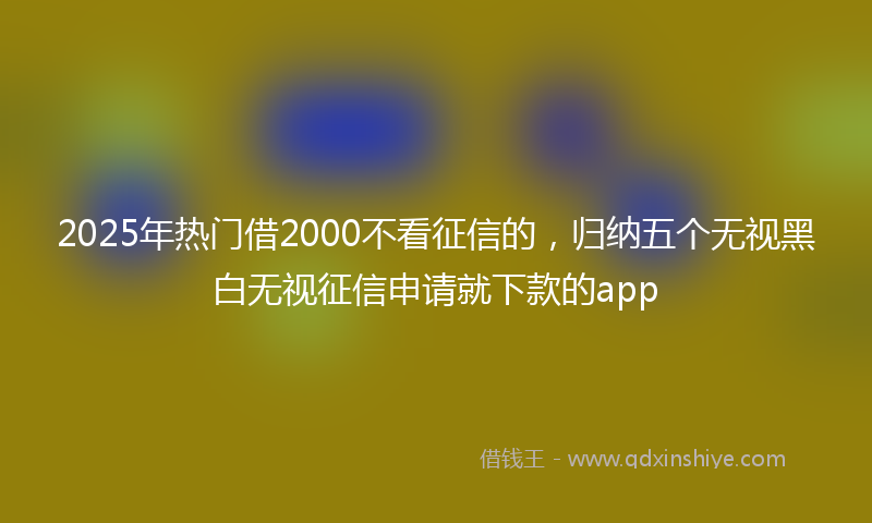 2025年热门借2000不看征信的，归纳五个无视黑白无视征信申请就下款的app