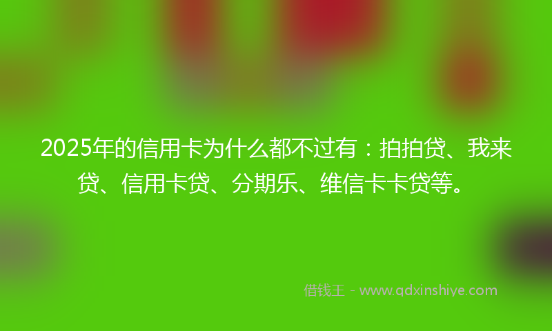 2025年的信用卡为什么都不过有：拍拍贷、我来贷、信用卡贷、分期乐、维信卡卡贷等。