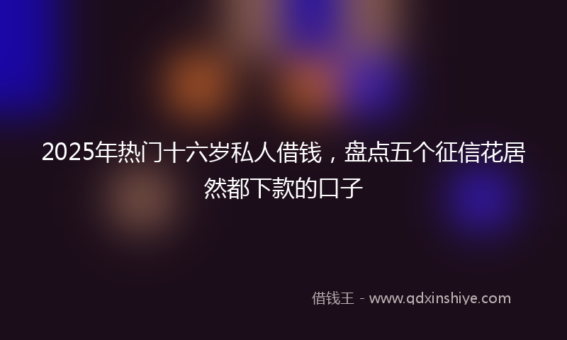 2025年热门十六岁私人借钱，盘点五个征信花居然都下款的口子