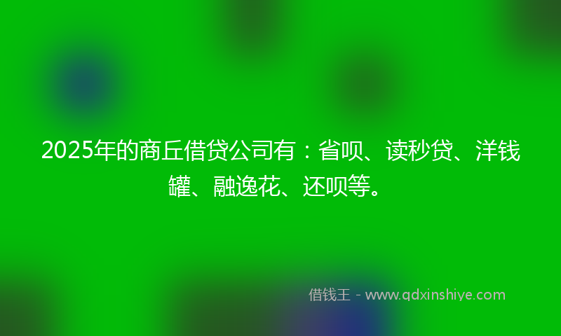 2025年的商丘借贷公司有：省呗、读秒贷、洋钱罐、融逸花、还呗等。