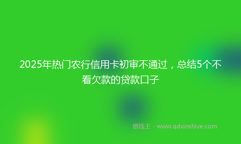 2025年热门农行信用卡初审不通过，总结5个不看欠款的贷款口子