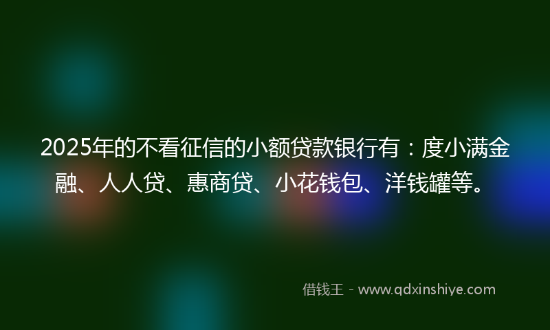 2025年的不看征信的小额贷款银行有：度小满金融、人人贷、惠商贷、小花钱包、洋钱罐等。