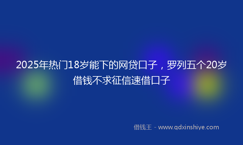 2025年热门18岁能下的网贷口子，罗列五个20岁借钱不求征信速借口子