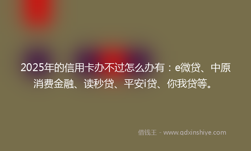 2025年的信用卡办不过怎么办有：e微贷、中原消费金融、读秒贷、平安i贷、你我贷等。