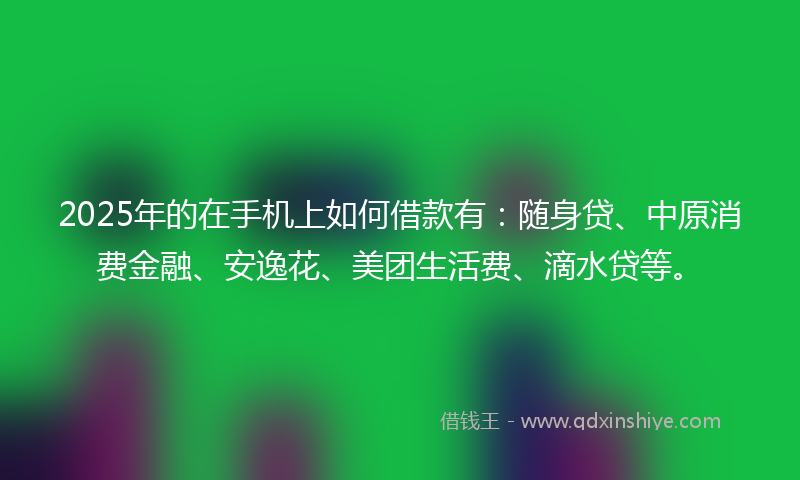 2025年的在手机上如何借款有：随身贷、中原消费金融、安逸花、美团生活费、滴水贷等。
