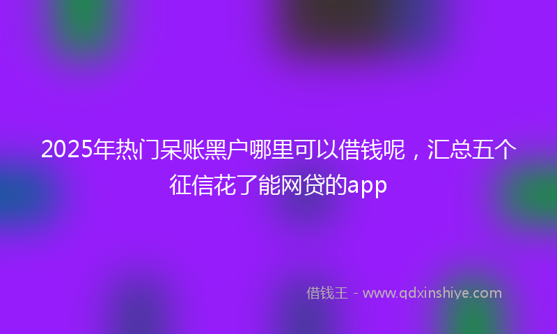2025年热门呆账黑户哪里可以借钱呢，汇总五个征信花了能网贷的app