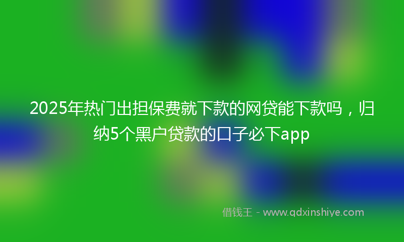2025年热门出担保费就下款的网贷能下款吗，归纳5个黑户贷款的口子必下app