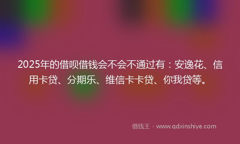 2025年的借呗借钱会不会不通过有：安逸花、信用卡贷、分期乐、维信卡卡贷、你我贷等。