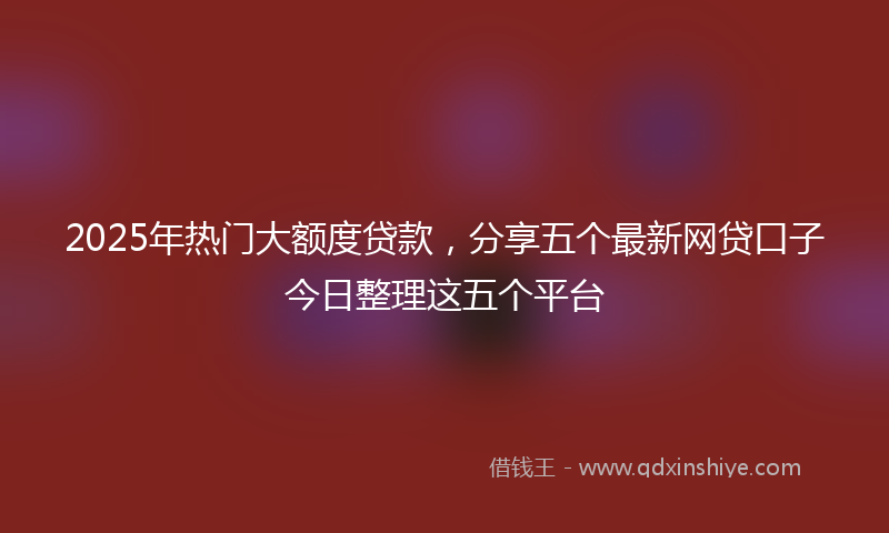 2025年热门大额度贷款，分享五个最新网贷口子今日整理这五个平台