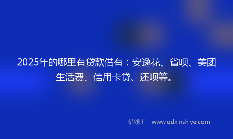 2025年的哪里有贷款借有：安逸花、省呗、美团生活费、信用卡贷、还呗等。