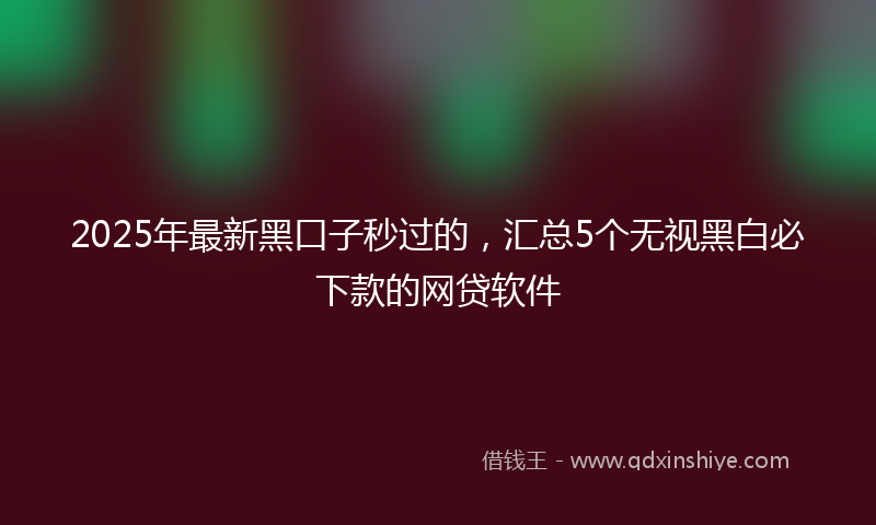 2025年最新黑口子秒过的，汇总5个无视黑白必下款的网贷软件